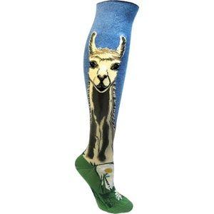 Llovely Llama Roll Top Knee High Socks